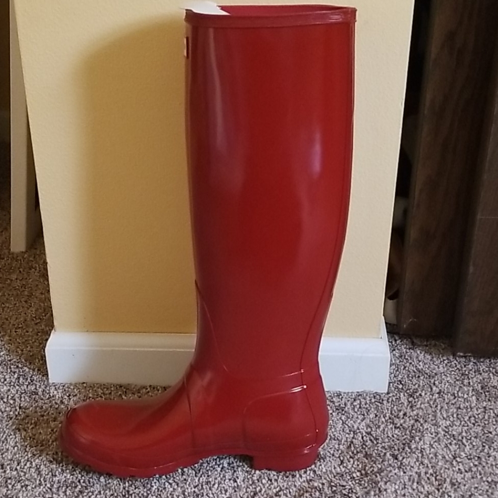 Red Hunter knee high boots